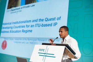 A RACI attendee presents his research.